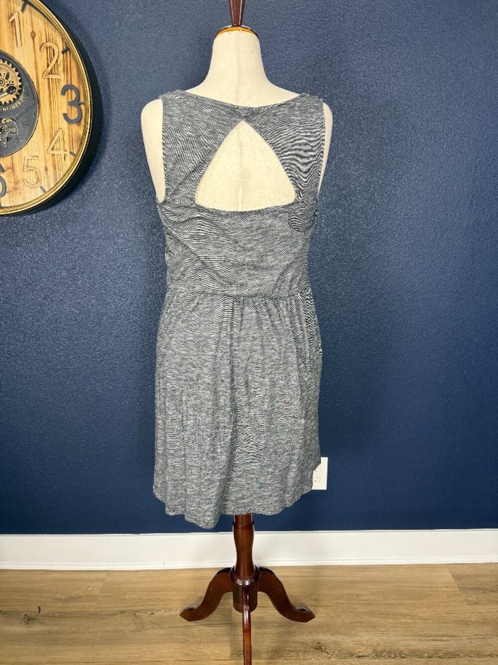 LOFT Gray Heathered Keyhole Back Knit Tank Dress | L